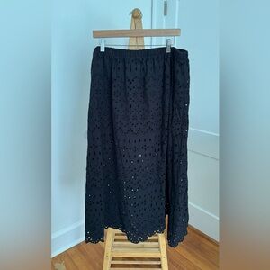 H&M Black Eyelet Midi Skirt